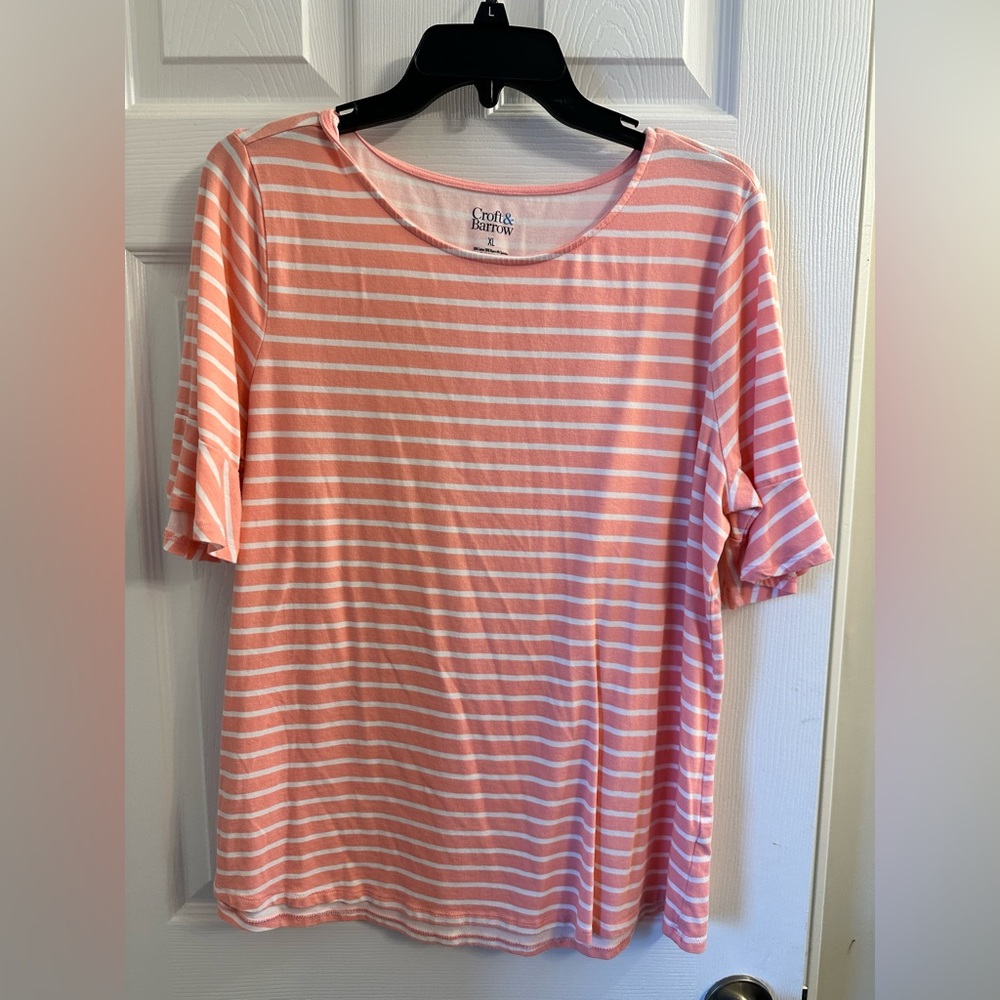Women's Croft & Barrow Print Ruffle Sleeve Tee